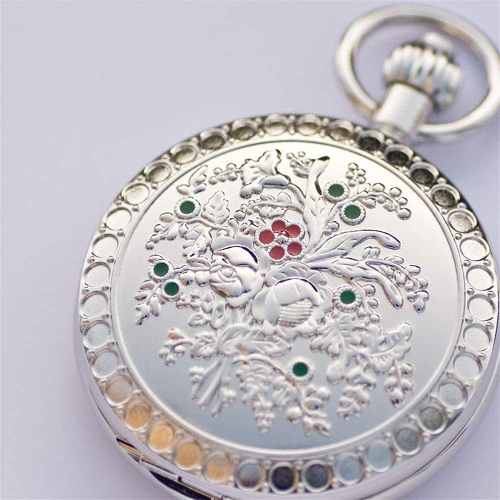 Mens Vintage Mechanical Pocket Watch - Stainless Steel Pocket Watch with Chain Analog Skeleton Watch Hand Wind Mechanical Watch with Stainless Steel Chain
