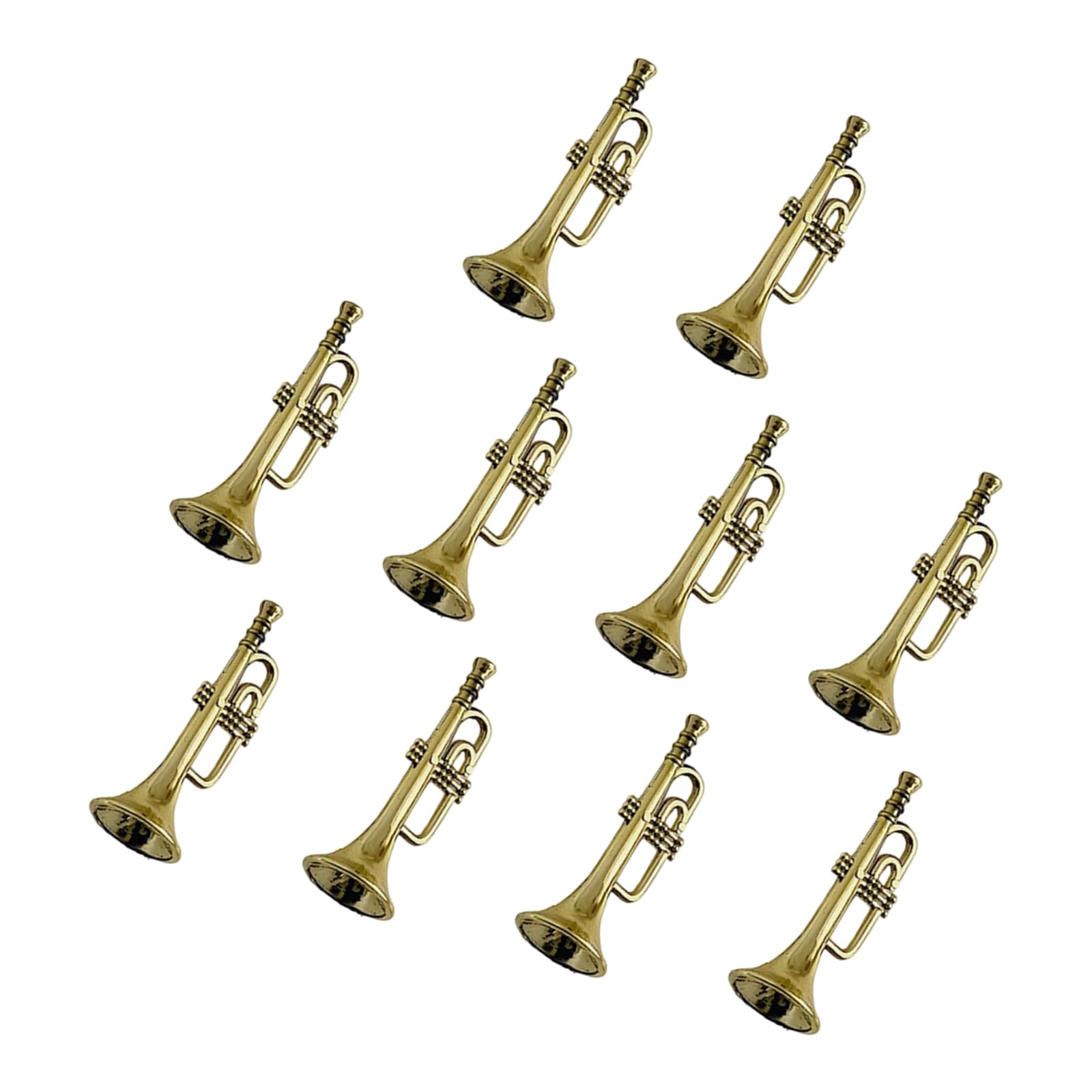 10Pcs Trumpets Shaped Ornament Musical Instrument Themed Christmas Tree Decoration for Backpacks Keychain Charm Music Themed