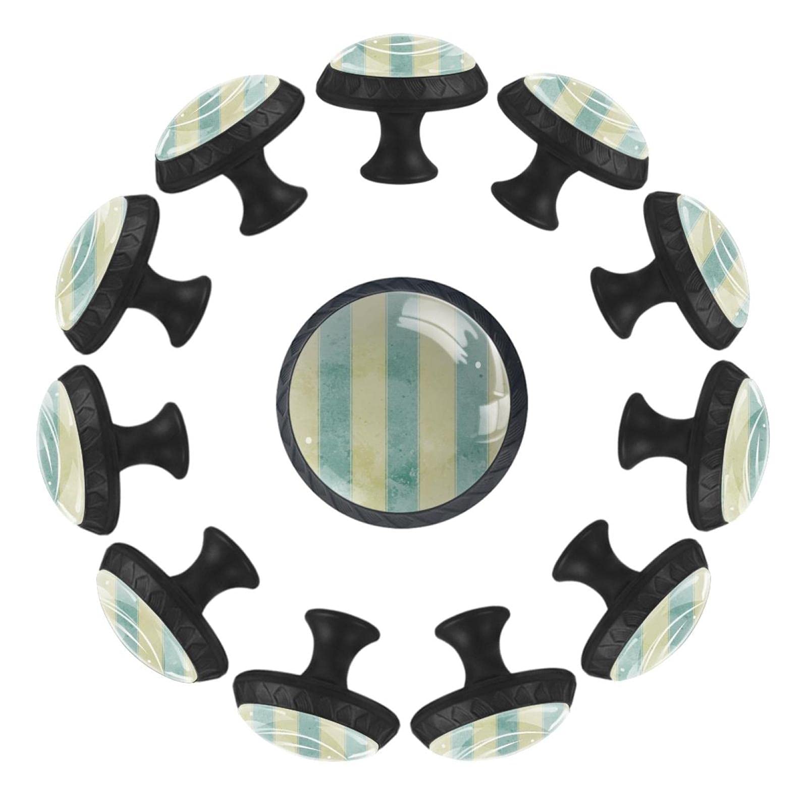 Boutons de tiroir rayures jaune bleu 35mm pour égayer la salle de jeux
