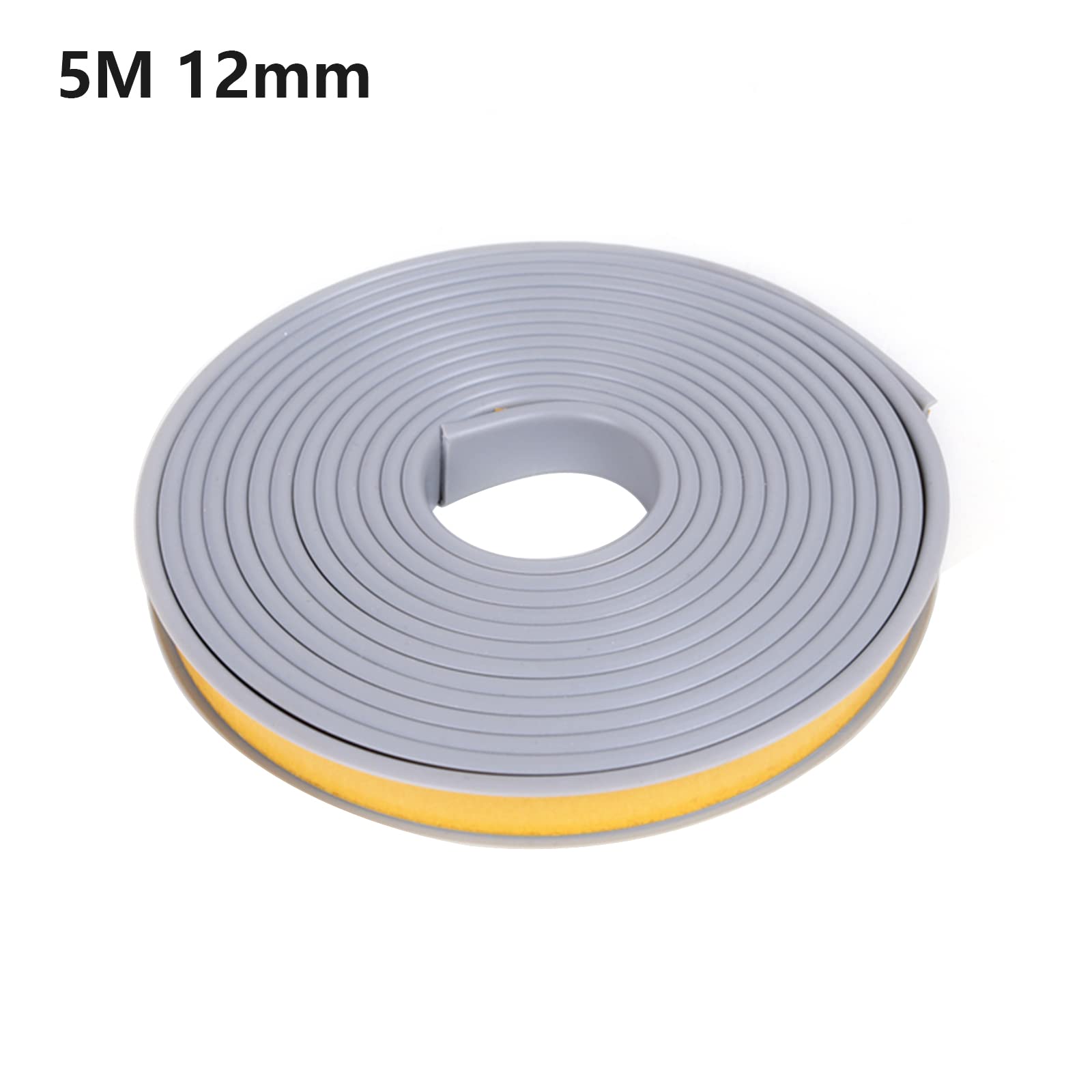 Cinta autoadhesiva en forma de U, 5 metros de cinta para bordes de muebles, protección flexible de TPE, protección de bordes plegable para bordes de armario, listón, encimeras (gris, 12 mm x 5 m)