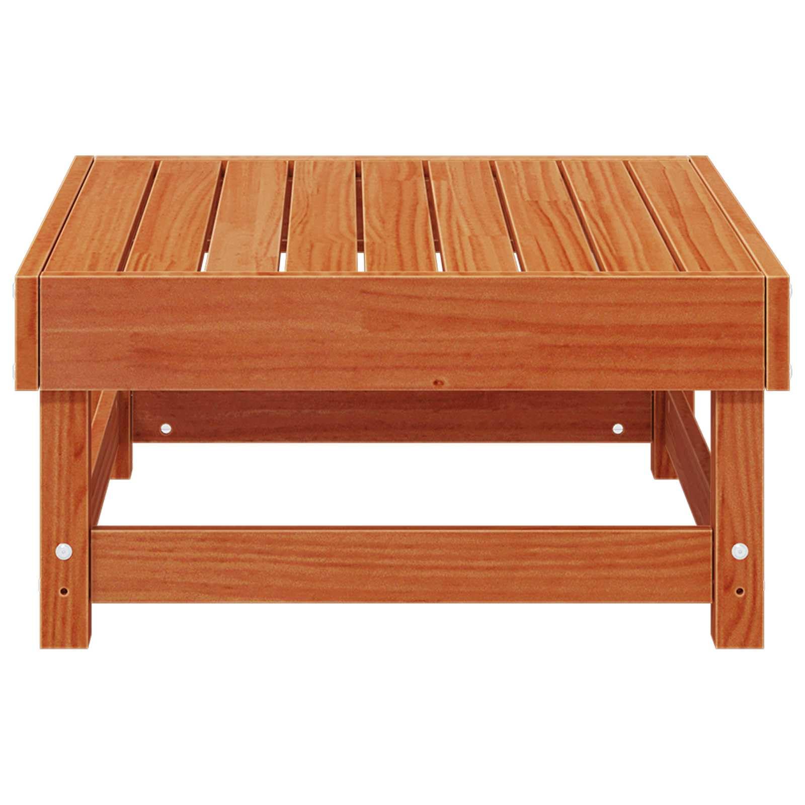 Reposapiés de jardín de madera maciza de pino, reposapiés modular para jardín y patio, 61 x 60,5 x 30 cm, color marrón cera, estructura de madera resistente para exteriores