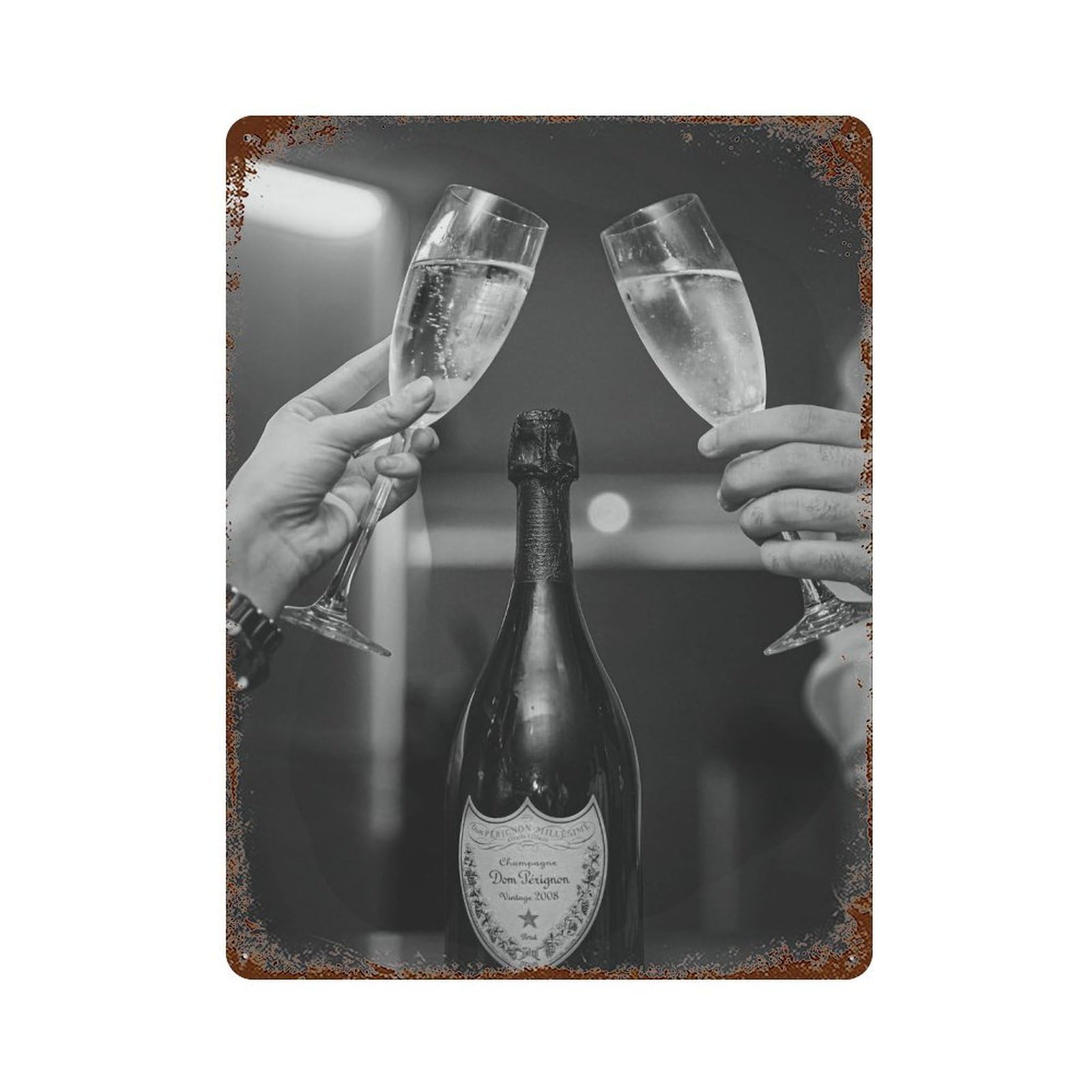 xiaoxiaoshen Champagne Cheers Print Wall Decor Art Metal Tin Poster Modern Home Decor Art Home Bar Shop Decorations Vintage Sign 40x30cm