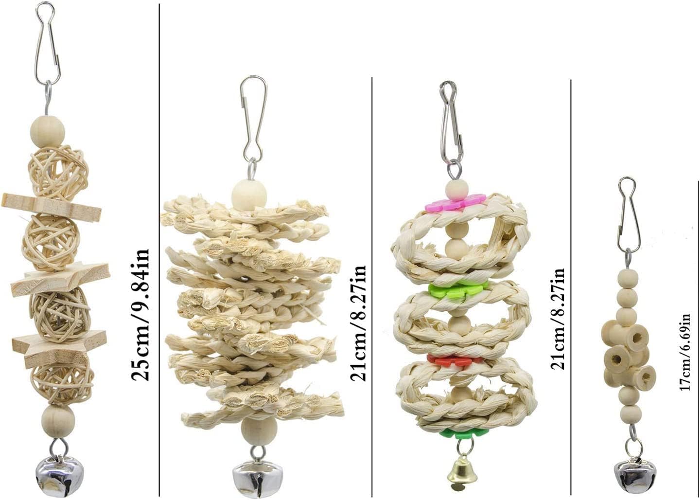 Image showcasing 13-Piece Wooden Parrot Toys, Bird Cage Decoration Set Includes Chew ...