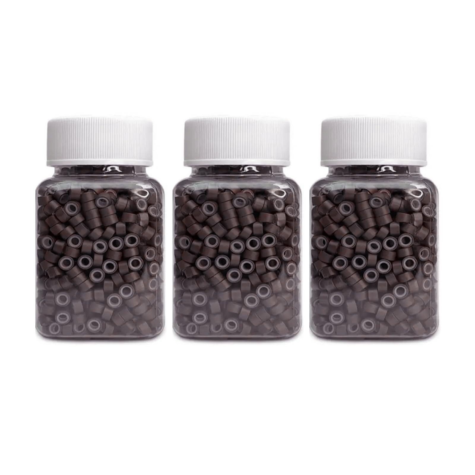 Photo 1 of 1500Pcs Silicone Beads for Hair Extensions, 5mm Silicone Lined Beads Microlink Rings Hair Extensions Tool (Brown, 5mm)