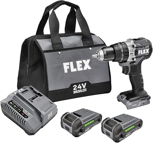 24V Brushless Cordless 1/2-Inch 750 In-Lbs Torque 2-Speed Hammer Drill Kit with (2) 2.5Ah Lithium Batteries and 160W Fast Charger - FX1251-2A