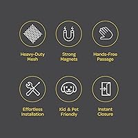 Vista 6 de Puerta mosquitera magnética manos libres, resistente, protector de malla de puerta de mosquitero autosellado, apto para mascotas y niños, hebilla