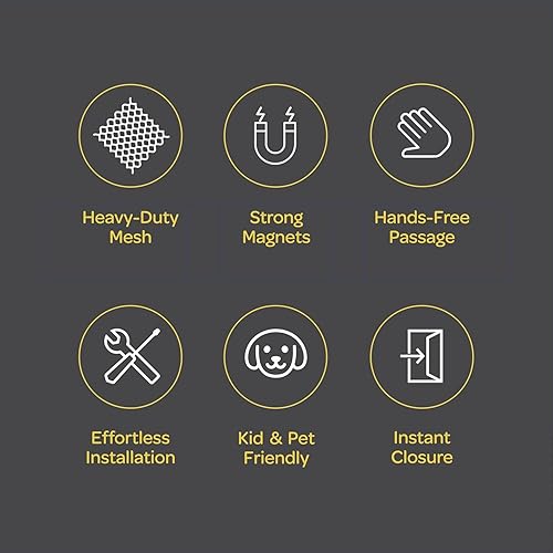 Miniatura 6 de Puerta mosquitera magnética manos libres, resistente, protector de malla de puerta de mosquitero autosellado, apto para mascotas y niños, hebilla