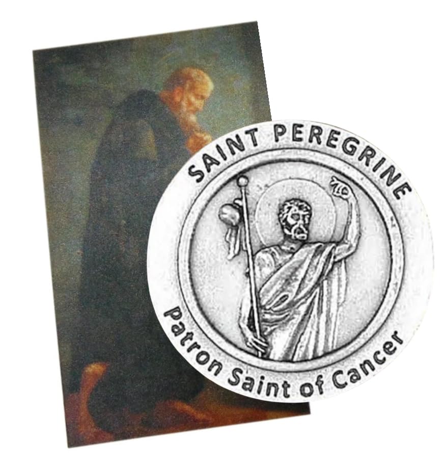 Westmon Works St Peregrine Cancer Healing Saint Set with Prayer Token and Holy Card