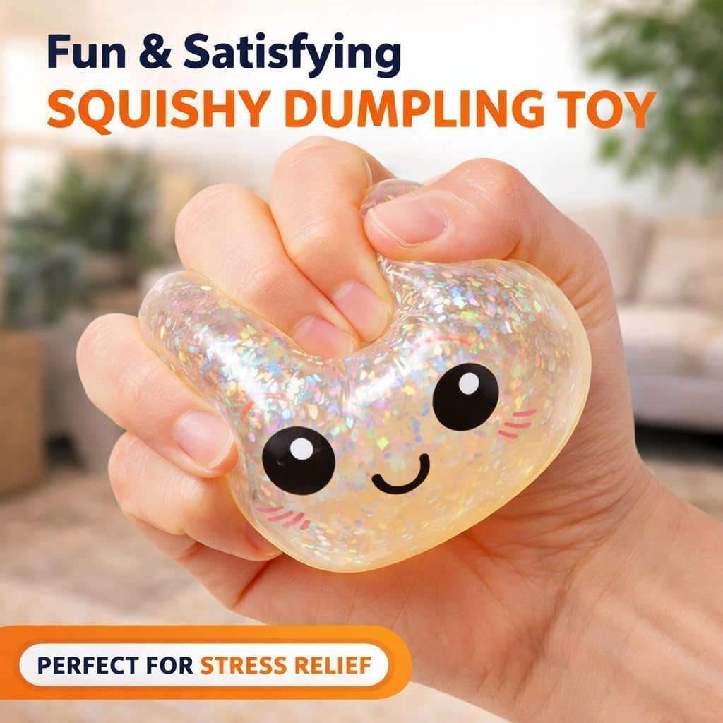 Glitter Dumpling Squishy, Dumplings Squishys Glitter Dumpling Squishy Mystery Box Anxiety Relief Fidget Soft Squeeze Decompression Dough for Party Favors (B-Pink)