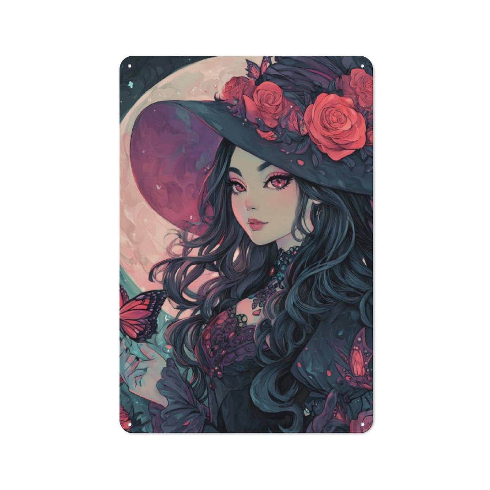 Junmoney Enchanted Moonlit Beauty Retro Metal Wall Sign 30X20cm With For Home Bar Wall, A Housewarming Gift For Hosts Who Enjoy Retro Interiors