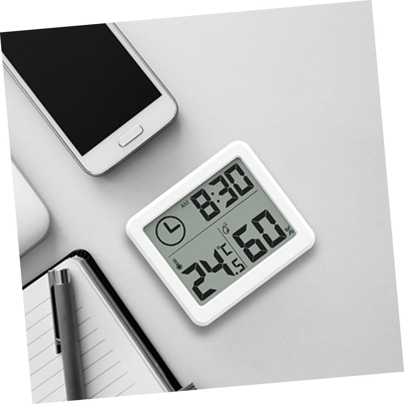 Kisangel 6pcs Ultra-Thin Digital Indoor Thermometer Hygrometer Display for Home Use Lightweight Portable Temperature Monitor for Office Bedroom Living Room White