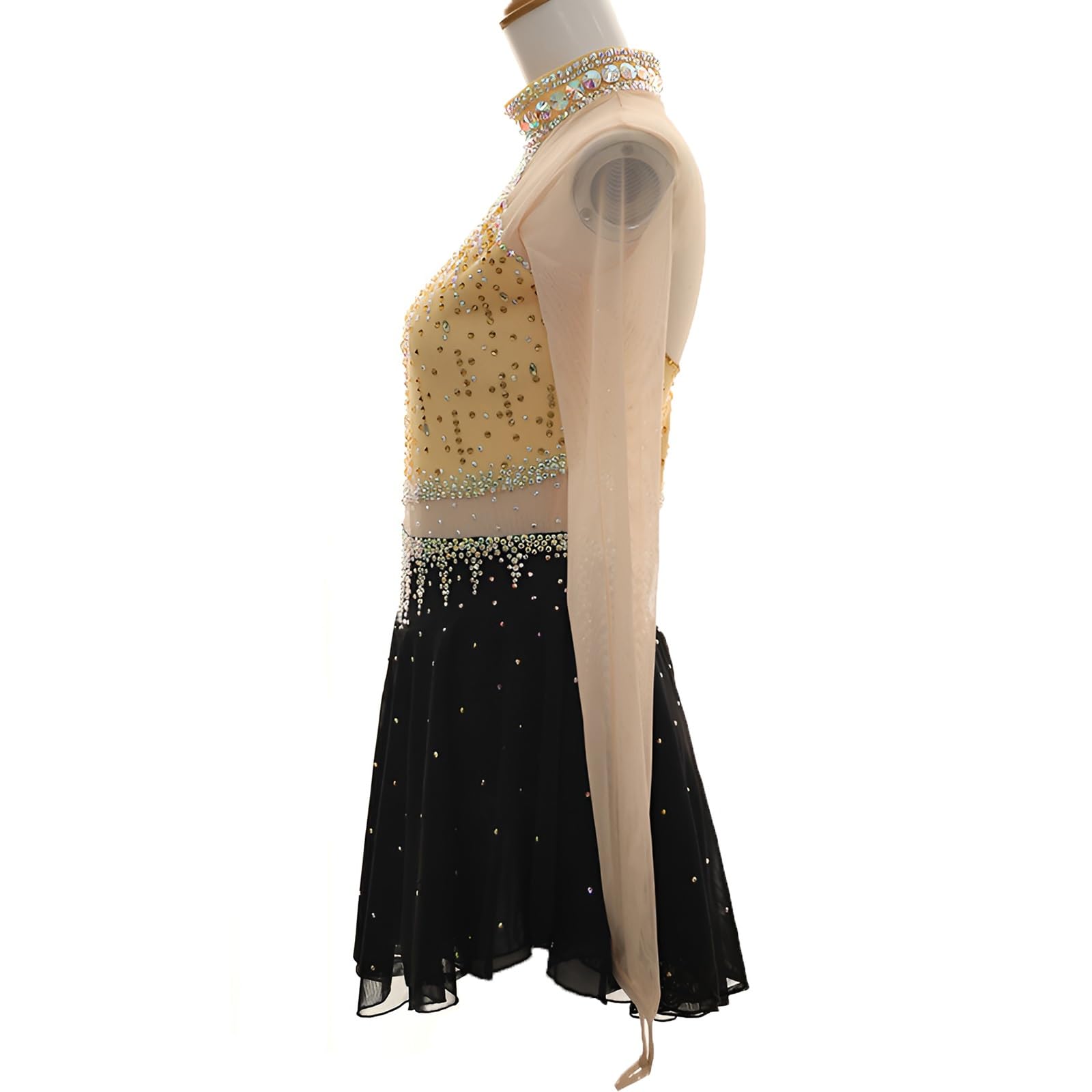 Eiskunstlaufkleid Mit Hoher Elastizität Und Strasssteinen for Mädchen, Handgefertigte Wettkampf-Eislaufkleider for Damen