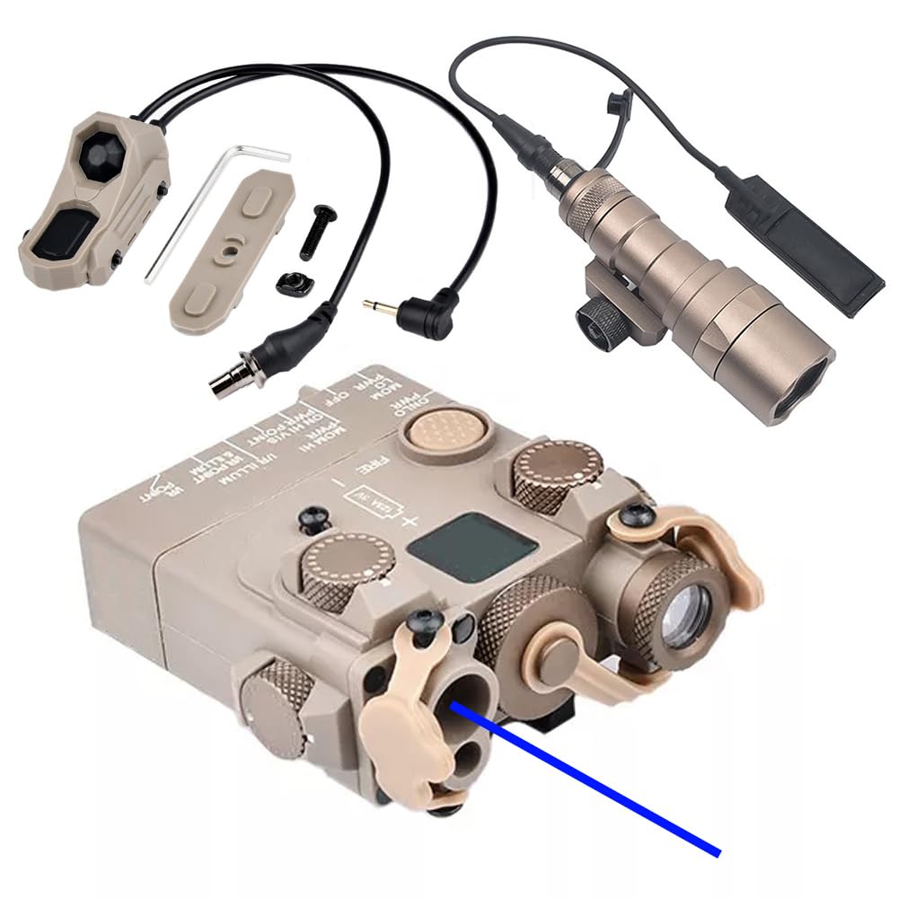 Nylon DL-A2 Aiming Laser Sight Box(with Infrared IR Laser + Flashlight & Mount+Blue Laser),&M300C Strong LED White Flashlight,&an Modular Dual Wire Remote Pressure Switch(SF+2.5 Plug) Set,DE