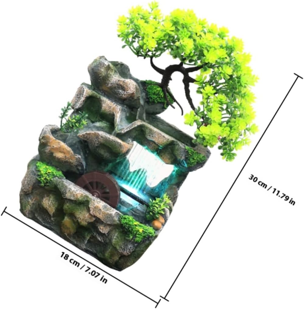 TIDTALEO Indoor Mini Water Fountain Resin Tabletop Fountain Ornament for Relaxation and Zen Meditation Peaceful Desk Decoration with Flowing Water Humidity Enhancer Stylish Home and Office