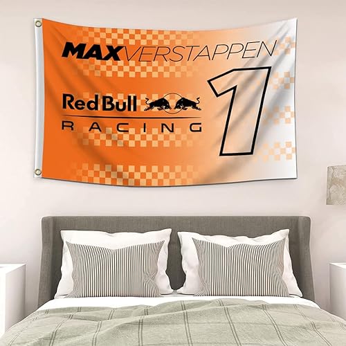 Miniatura 5 de Max Verstappen - Bandera #1 de 3 x 5 pies, bandera de carreras Red Bull para fanáticos de los automóviles con ojales de latón