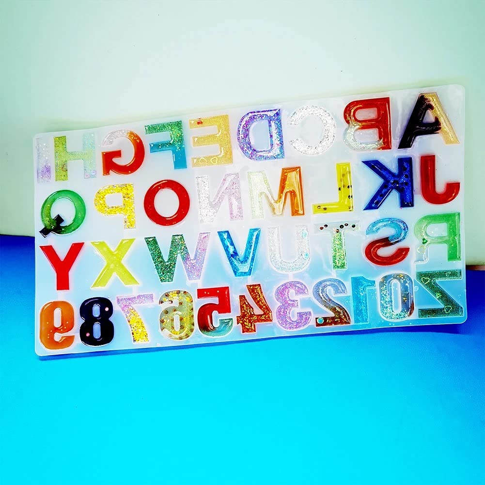 R H LIFESTYLE Creative DIY Multipurpose Transparent Silicone Expoxy Resin Casting Capital Alphabet & Number Mould Keychain Pendant Mold (Alphabet Mould Without Hole) 4