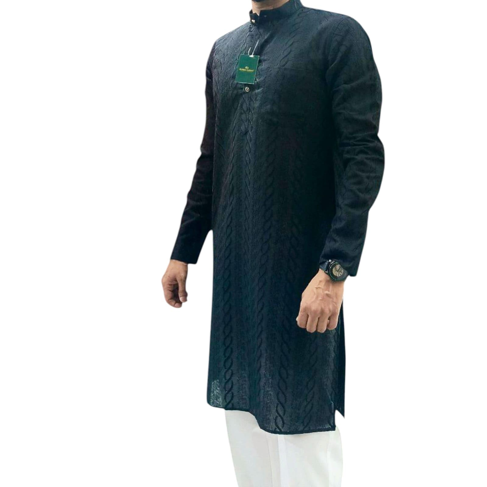 Libas Men's Traditional Black Chicken Cotton Kurta (in, Alpha, Regular Fit) in black
