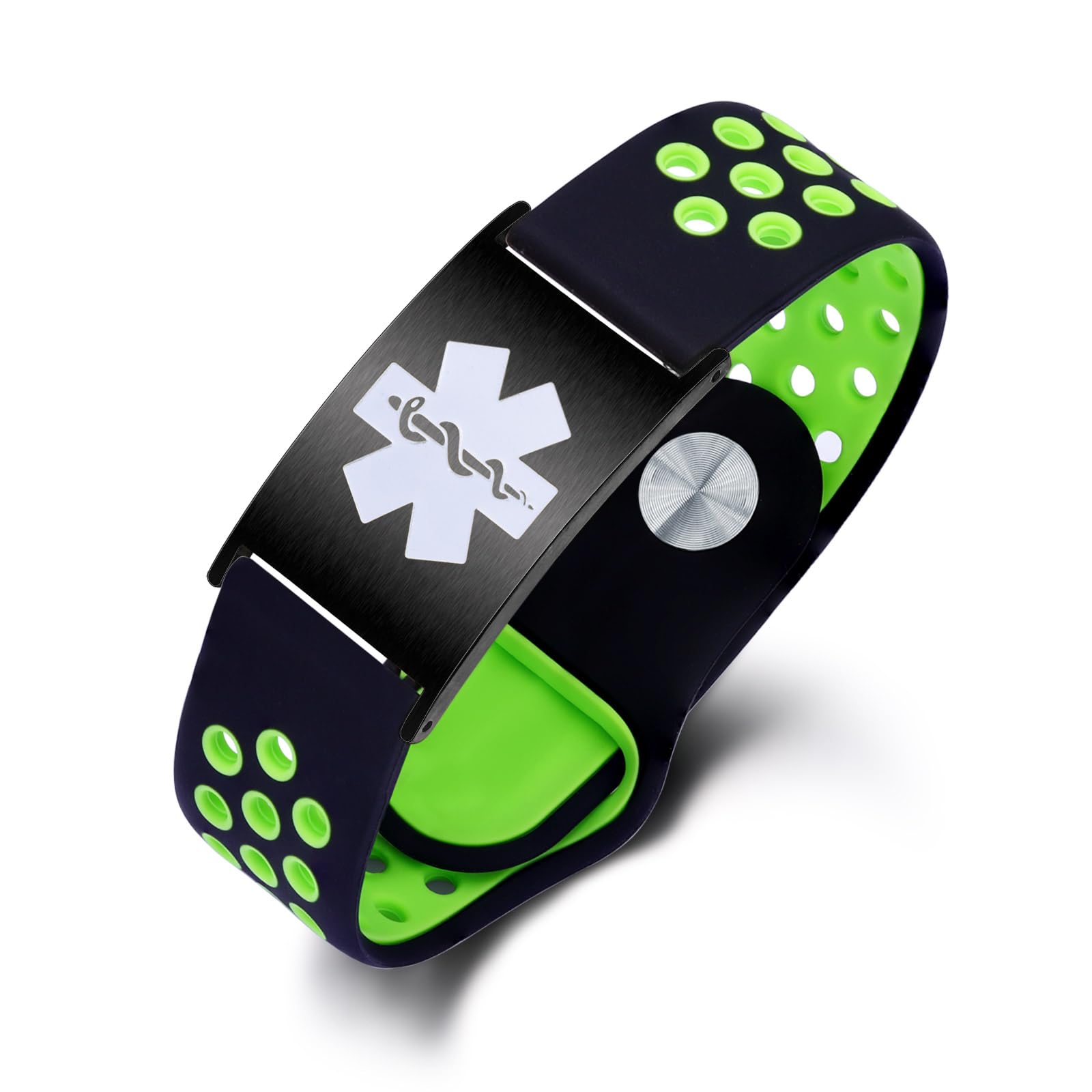 MAXZOOLCustom Medical Alert Bracelet for Women Men Silicone Sport Medical ID Bracelets with Free Engraving Customizable Emergency Bracelet Adjustable 5.0-7.5 Inches