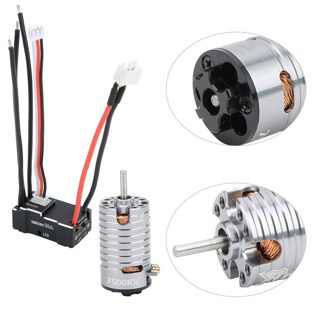 Dilwe 1410 Bezszczotkowy Silnik ESC Zestaw Metalowa część RC 18A Bezczujnikowy ESC 2-biegunowy 3-gniazdowy Silnik CNC Aluminiowe Rozpraszanie Ciepła dla Samochodów 1 24 1 28 32 RC Mini Z (Kolor