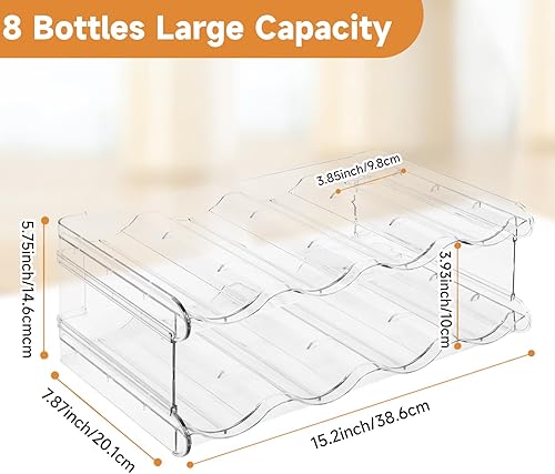 Miniatura 3 de SPOSPO - Organizador apilable para botellas de agua con compartimento grande, organizador de botellas de agua transparente de 2 niveles para