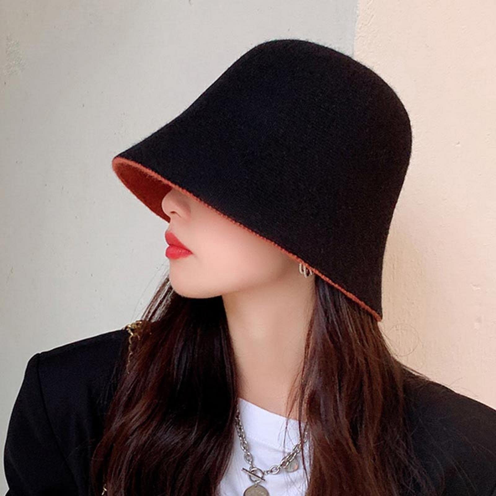 Chapeau bob pour femme multifonction double face solide tricoté chapeau de pêcheur chaud loisirs