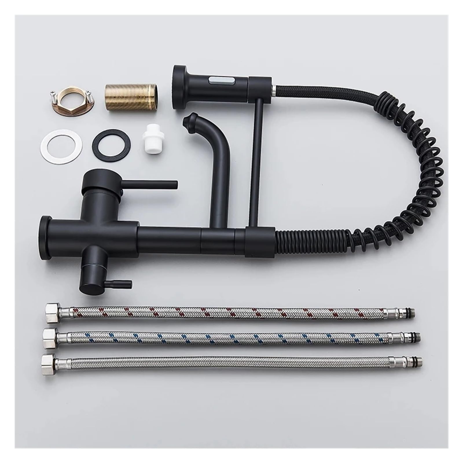 Rubinetto Filtrante per Cucina Spring, Rubinetto Purificatore in Ottone, Doppio Spruzzatore, Rubinetto per Acqua Potabile, Miscelatore per Lavello, Rubinetto PE,Black