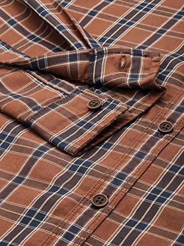 Image of The Indian Garage Co Men Regular Fit Checkered Full Sleeves Cutaway Collar Casual Shirt