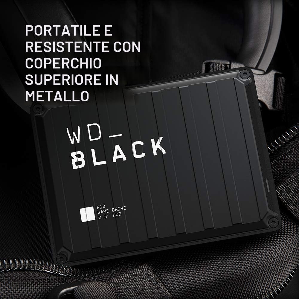 WD_BLACK P10 6TB Game Drive HDD portatile USB 3.2 Gen 1 Tipo A compatibile con Playstation, Xbox, PC e Mac