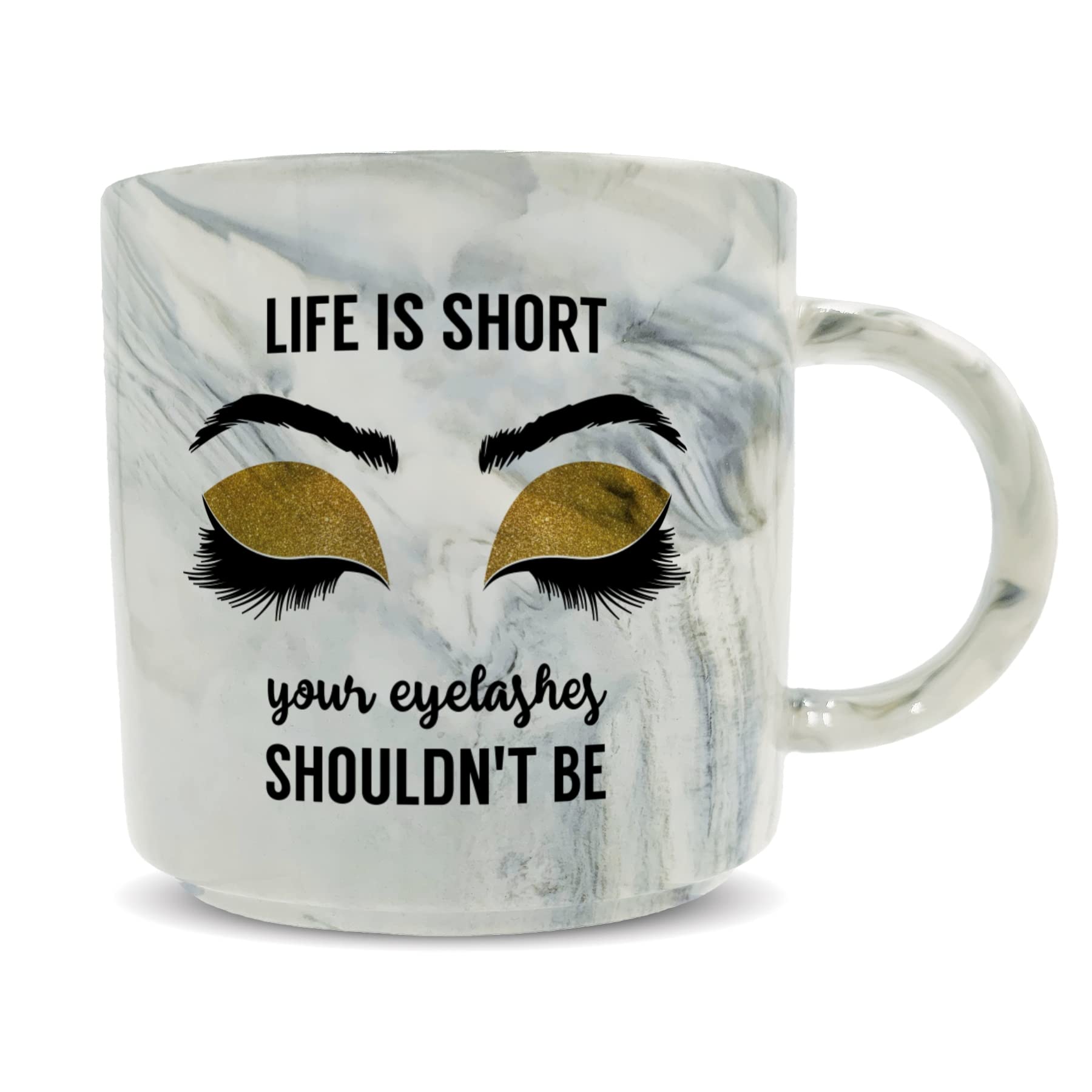 Hippowarehouse Life is Short Your Eyelashes Shouldn't be - Glitter Printed Mug Various Colour Options Ceramic Cup Kitchenware 11oz