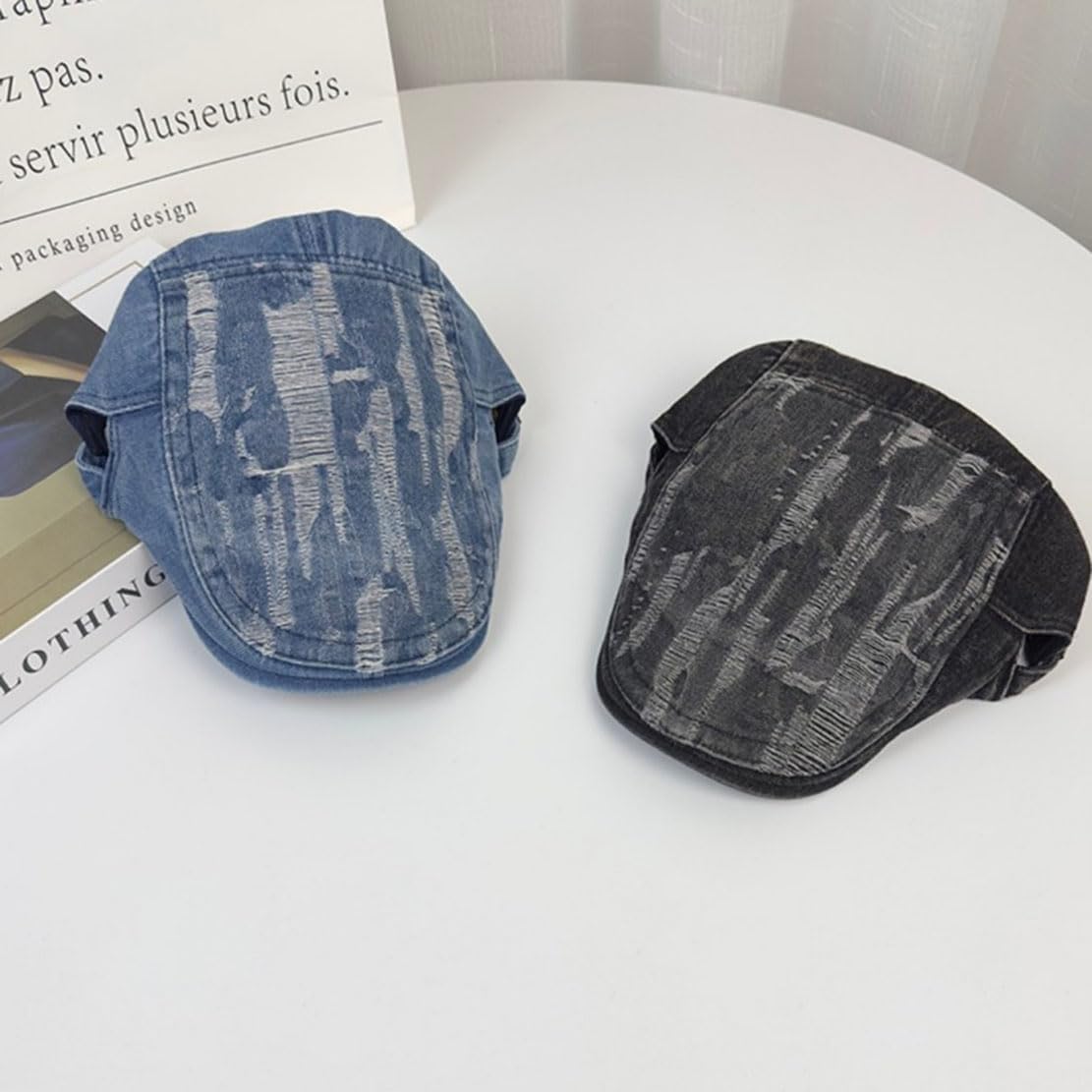 Men's Denim Newsboy Flat Cap Gatsby Ivy Cabbie Hat Driving Cap