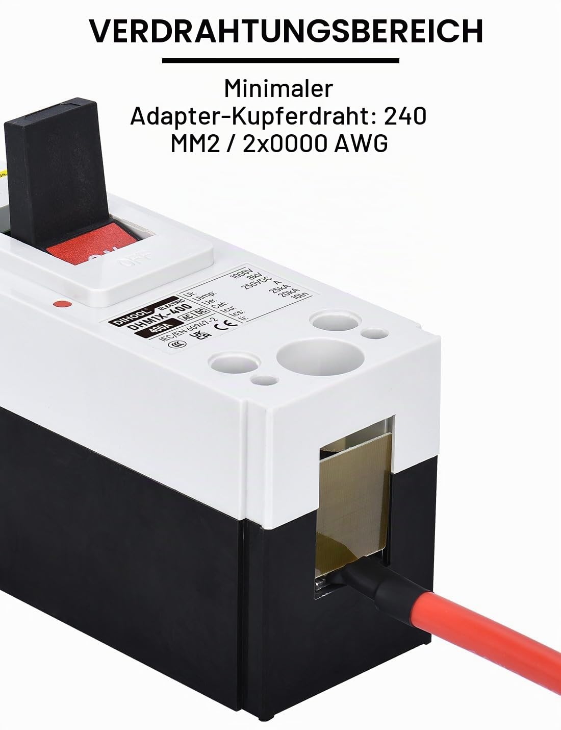 DIHOOL 400A PV MCCB DC Trennschalter,1,Polig,DC250V, Photovoltaik Kompakte Leistungsschalter, für PV,Solaranlage Solarmodule Netzsystem