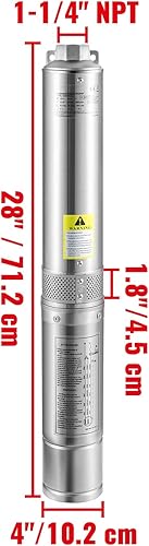 Miniatura 8 de Happybuy Bomba sumergible de pozo profundo de 0.5 HP, 230 V, 28 GPM, cabeza de 167 pies, acero inoxidable, cable de 33 pies, impermeable IP68 para