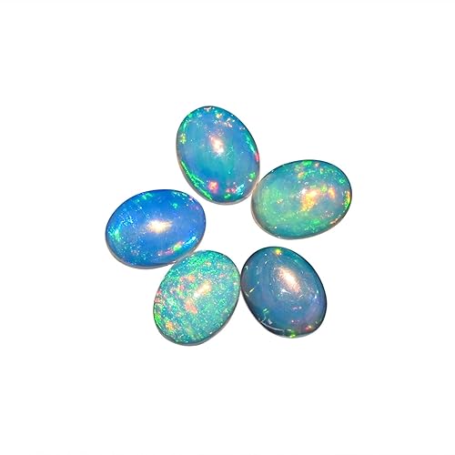 Miniatura 1 de 5pcs, 100% Real Ultra Fire Ethiopian Opal Oval Cabochon Natural Gemstone, Opal Rock Crystals, DIY-Crafts Jewelry Making Loose Supply, Chakra Healing