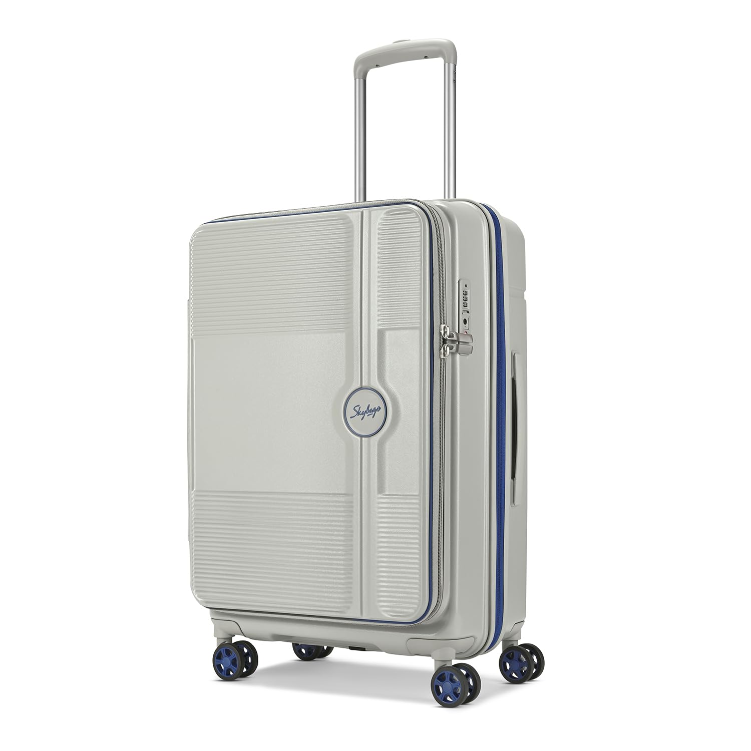 Skybags Zephyre Large Hard Luggage (77 Cm) | Luggage Trolley with 8 Wheels, TSA Lock and Expander | Gray | Unisex