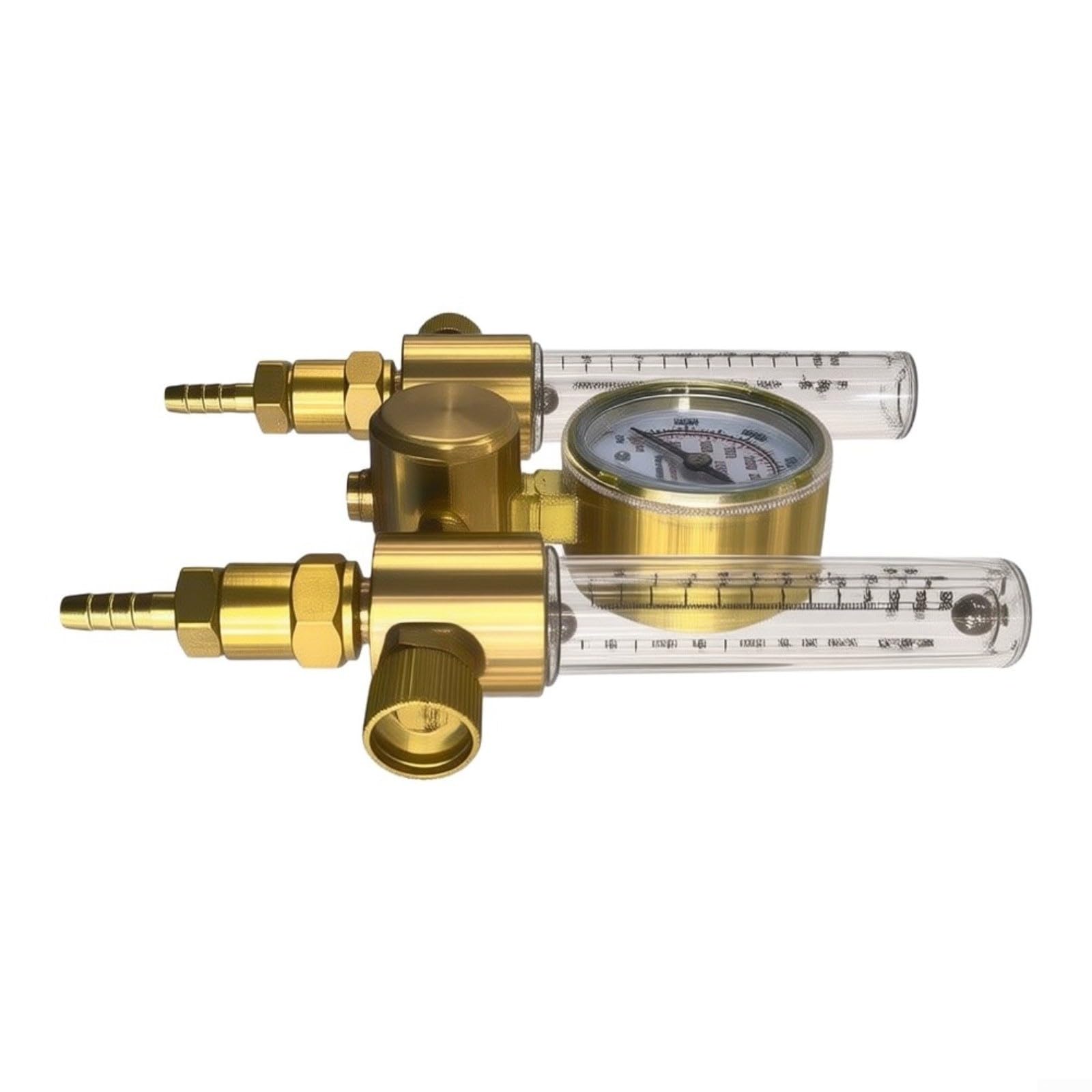 Reductor de presión de latón macizo tipo 191 para argón con doble conexión, rosca CGA580/G5/8, caudal de 25 m³/h para soldadura e industria (CGA580)
