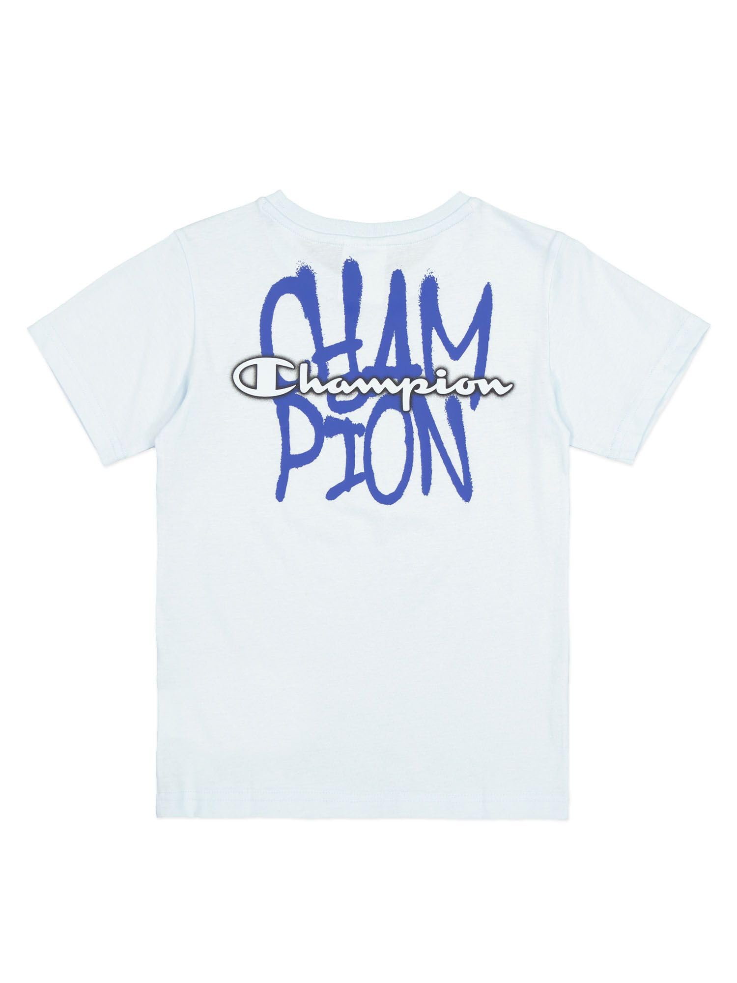 Champion Chłopięcy Legacy Boy-Graphic Crewneck with Large Logo T-Shirt, Biały (Ww001), 5-6 lat