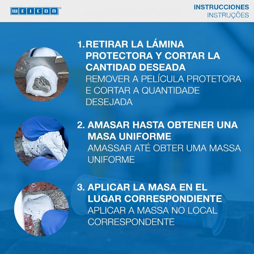 WEICON Masilla Reparadora Aqua | 115 g | De 2 componentes | Sistema de resina epoxi para aplicaciones bajo agua