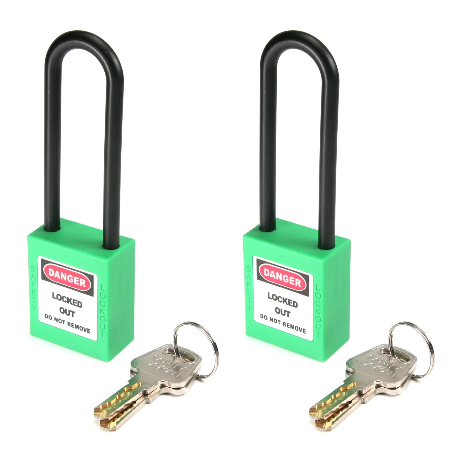MroMax Lockout Tagout Lock, Safety Padlock Keyed Differently,Loto Security Padlock PA Shackle Grass Green Padlock for Lock Out Tag Out 2Pcs