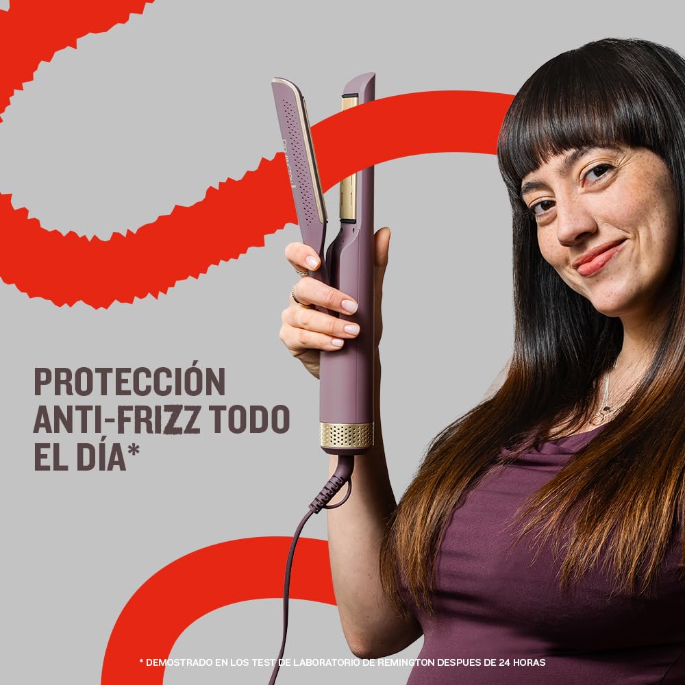 Remington Plancha de Pelo con Aire Ionizado AIRvive Moldeador [2 en 1: uso en seco y húmedo, tecnología Ionic Air, protección antiencrespamiento, LED, placas más anchas, punta fría] AS8930