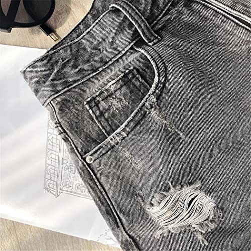 Short d'été ample déchiré style coréen taille haute gris vintage - 5
