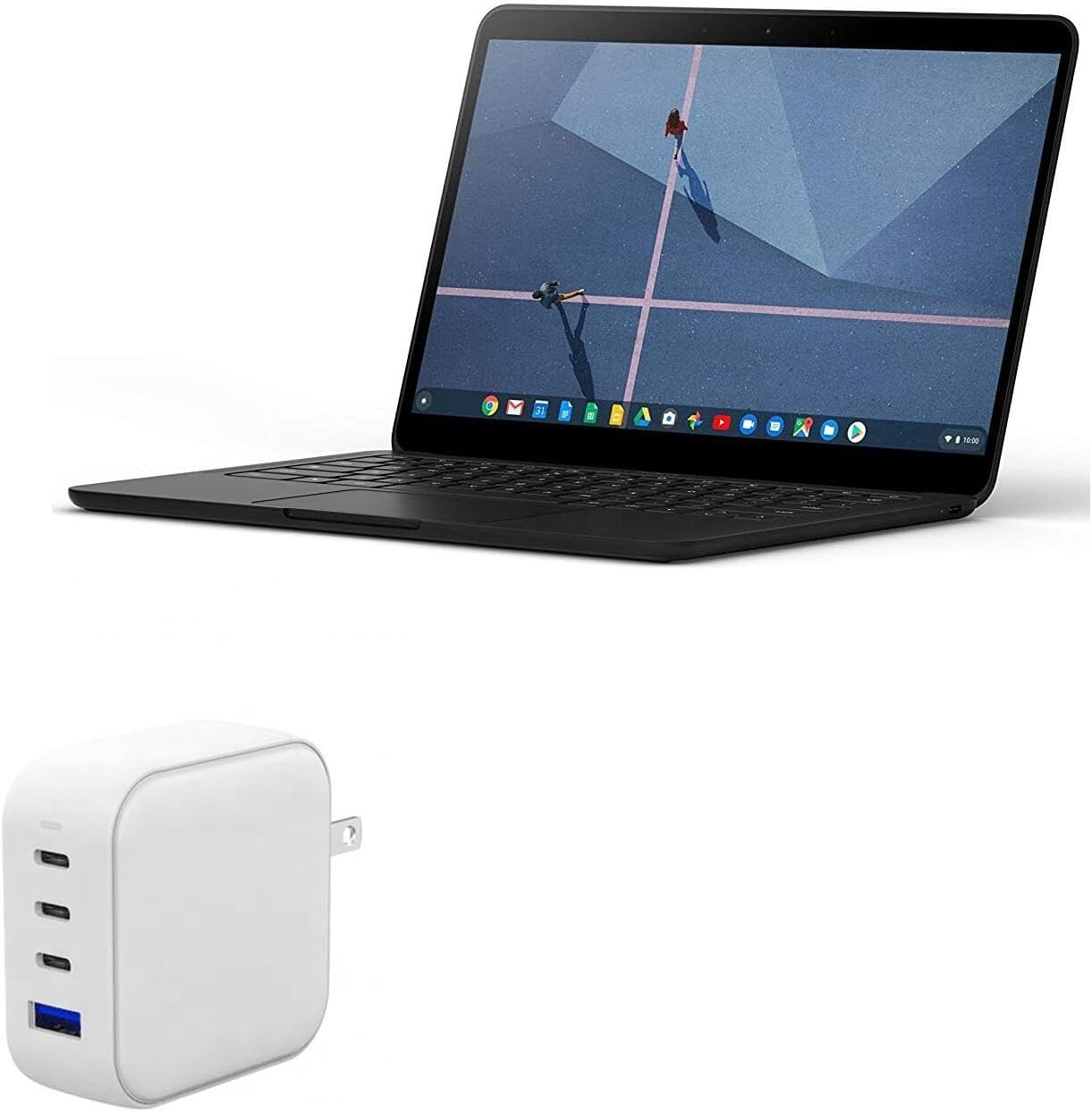 BoxWave Charger Compatible with Google Pixelbook Go - PD miniCube (100W), 100W 3 PD Port Wall Charger International - Winter White