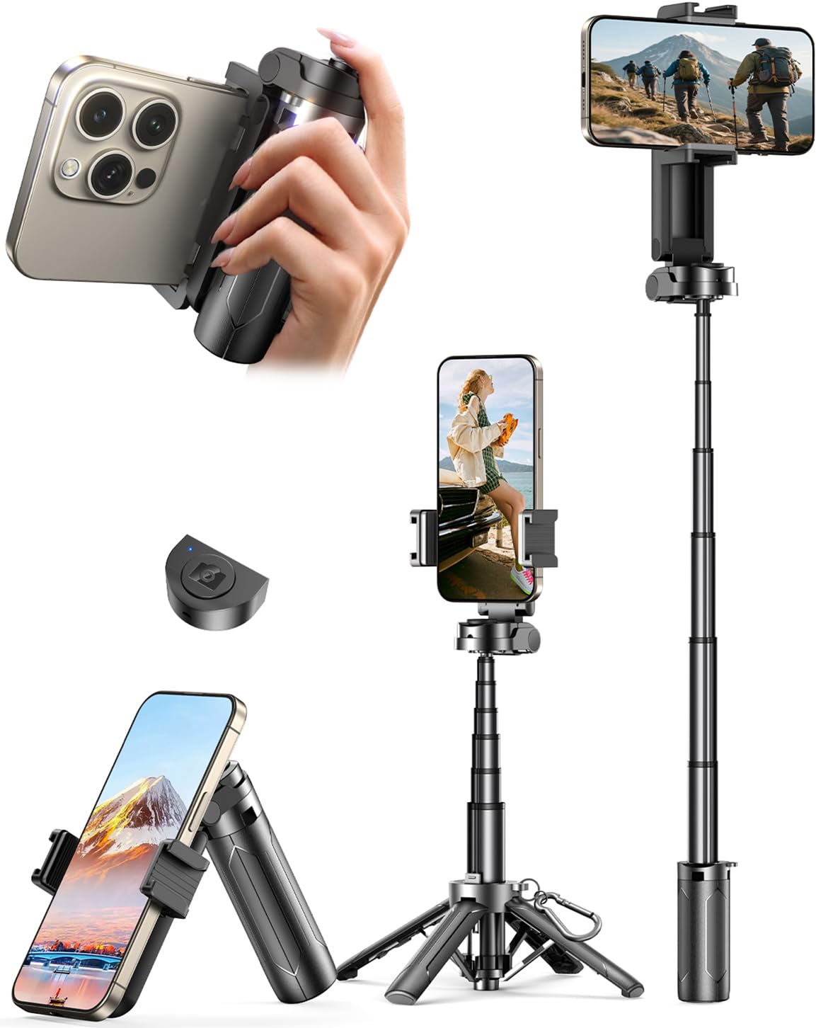 多機能自撮り棒 スマホスタンド付き ブラック Amazon.co.jp: 【ブロガー愛用・4in1万能モデル】 自撮り棒 スマホ