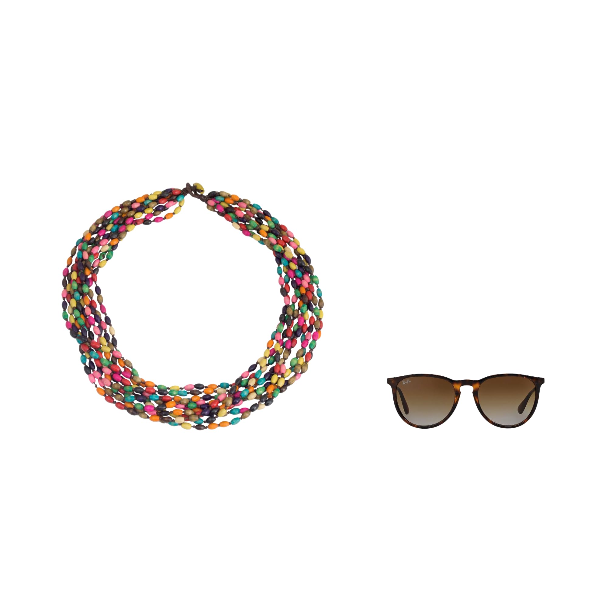 Collana Artigianale NOVICA 'Songkran Belle' – 10 Fili Di Perline Di Legno Multicolori – Fatte A Mano In Thailandia