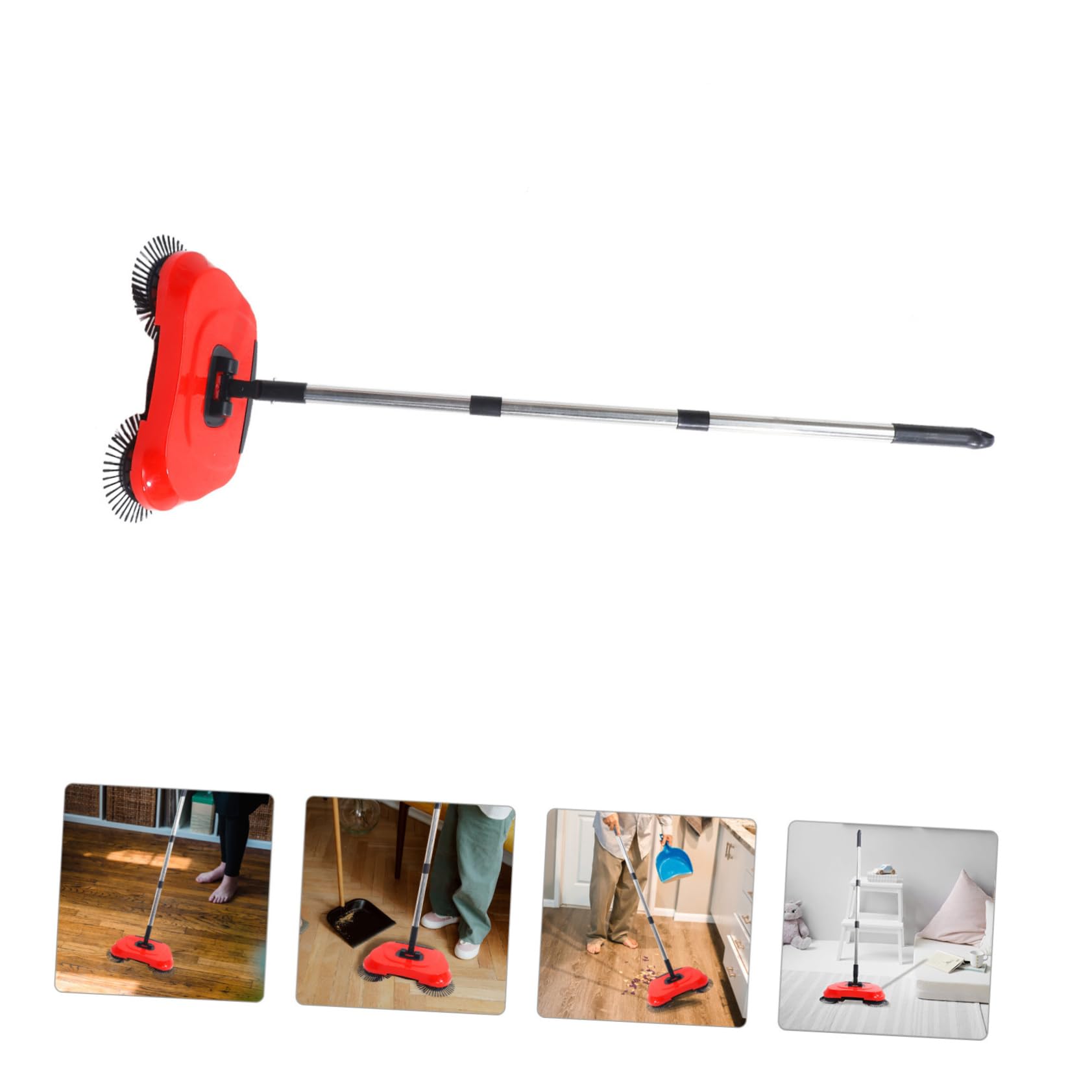 PRETYZOOM Rote 3-in-1 Bodenkehrmaschine mit 360° Drehung und Handgriff