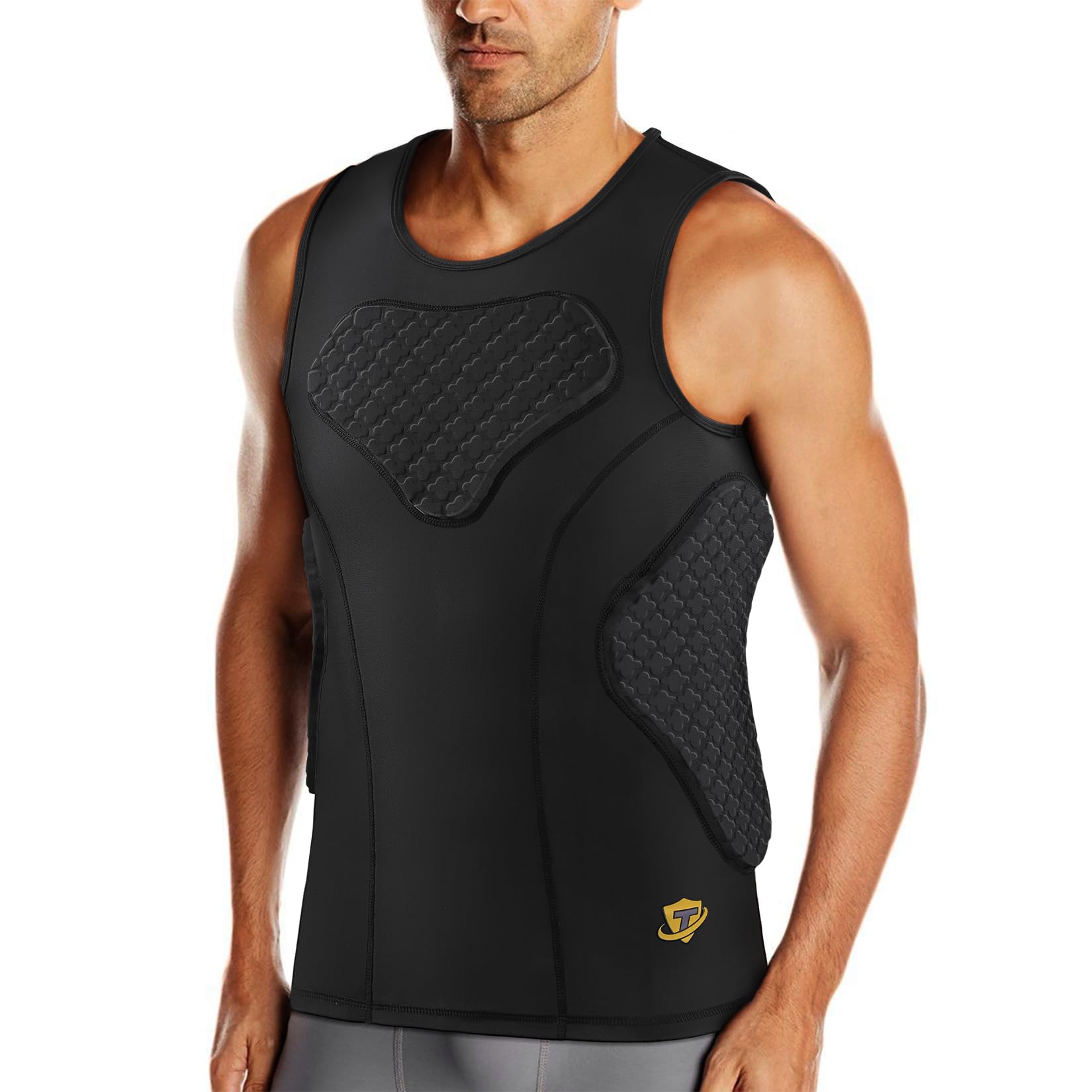 TUOY Brustschutz für Erwachsene, gepolstert, 5 Pads, Baseball, Fußball, Lacrosse, Ripp, Herz, Brustschutz