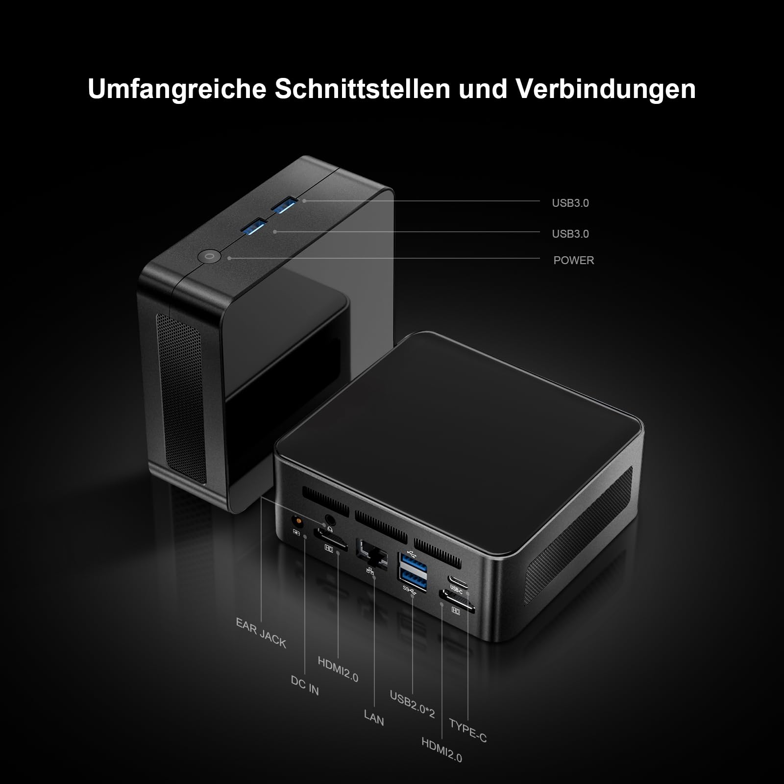 Mini PC AMD Ryzen 5 3550H (4C/8T 3,7 GHz Max) 16 GB DDR4 RAM 512 GB SSD, 3 X 4K Display Mini Computer con Type C/USB 3.0/Wi-Fi5/BT 4.2/RJ45 LAN per Home/Office Business