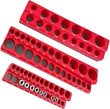 Soporte para llaves de vaso de 3 piezas para unidad de 1/5.1 cm, 3/20.3 cm, 1/10.2 cm con capacidad para 75 enchufes