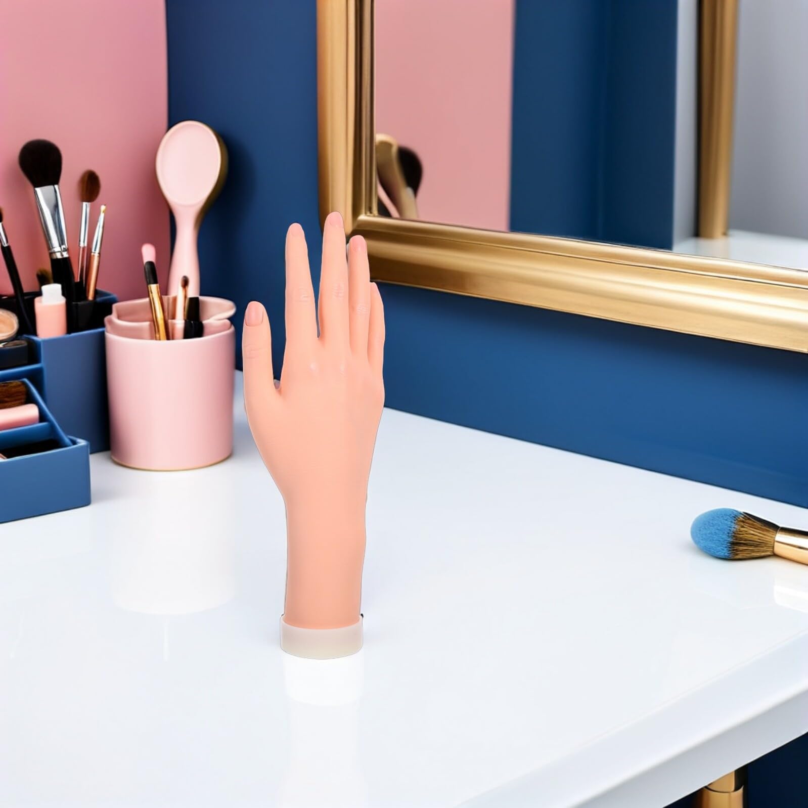 ibasenice Manichino Flessibile Mano Femminile Realistica in Gomma e Resina Set 2 Pezzi per Modelli di Mano Artistici e Porta-Anelli per Servizi Fotografici