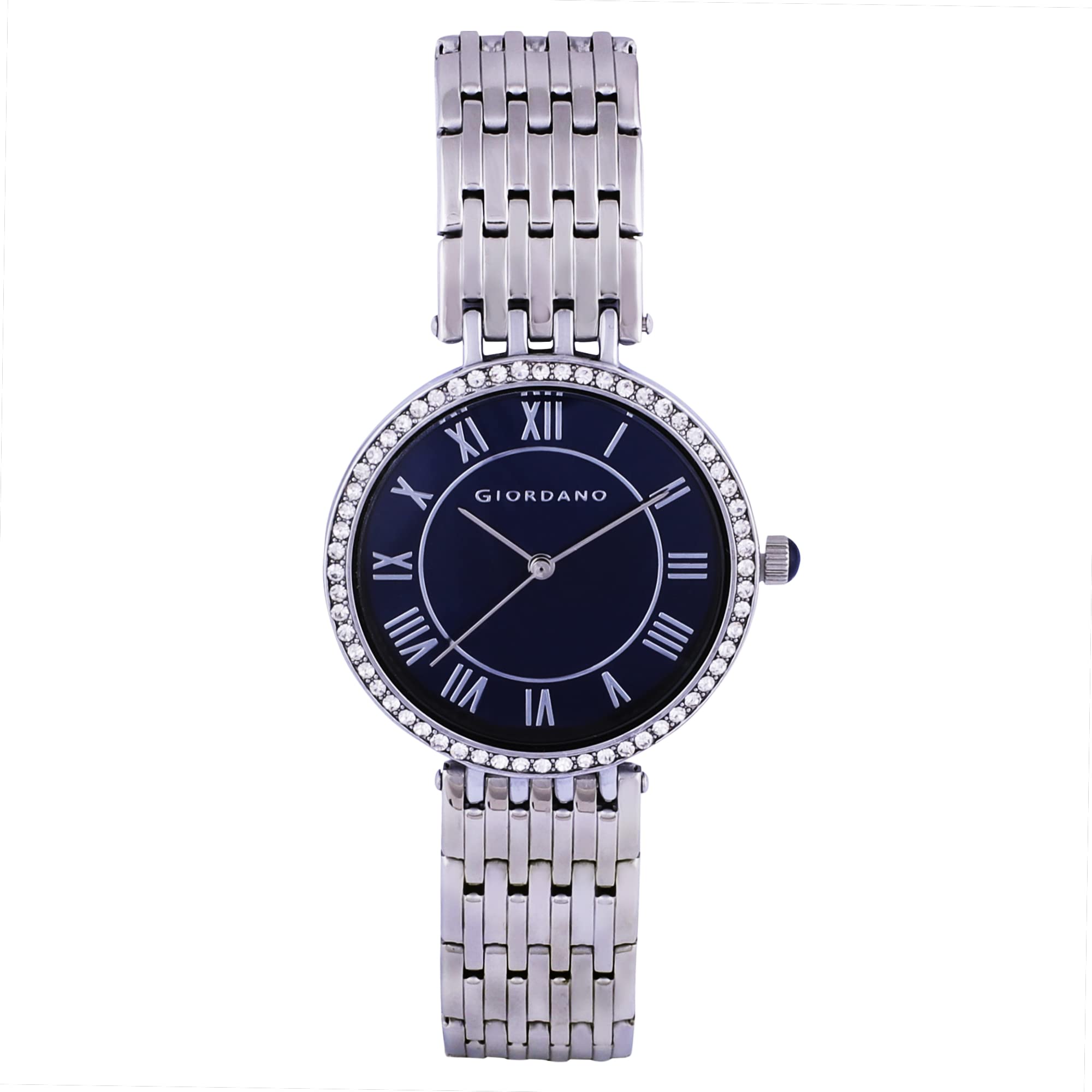 Giordano Eleganza Collection Round Analog Watch for Women, Diamond-Set with Metal Strap Ladies Water Resistant Wrist Watch - A2083