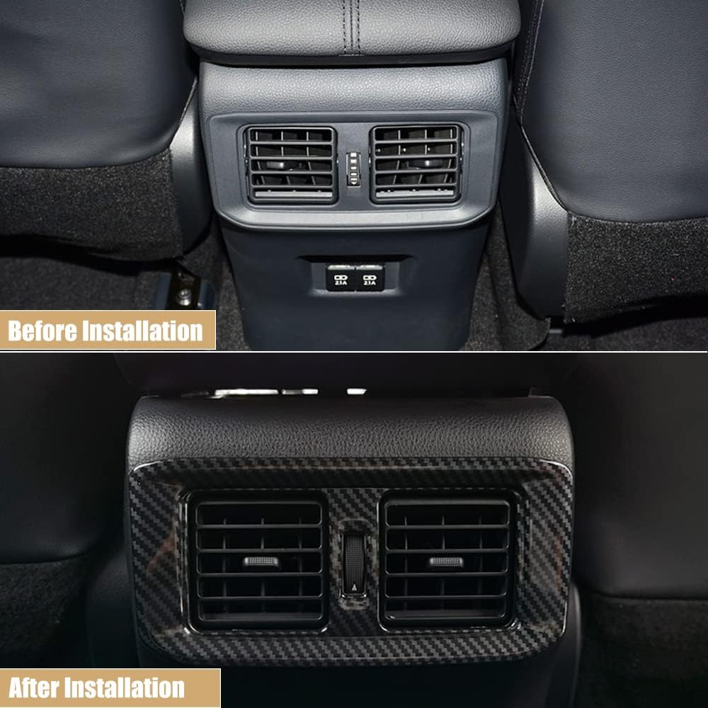 for Toyota RAV4 ABS Carbon Fiber Grain Rear Air Conditoner Outlet Vent Cover Panel Trim Cover for Toyota RAV4 2019 2020 2021 2022 Interior Accessories(1PC)